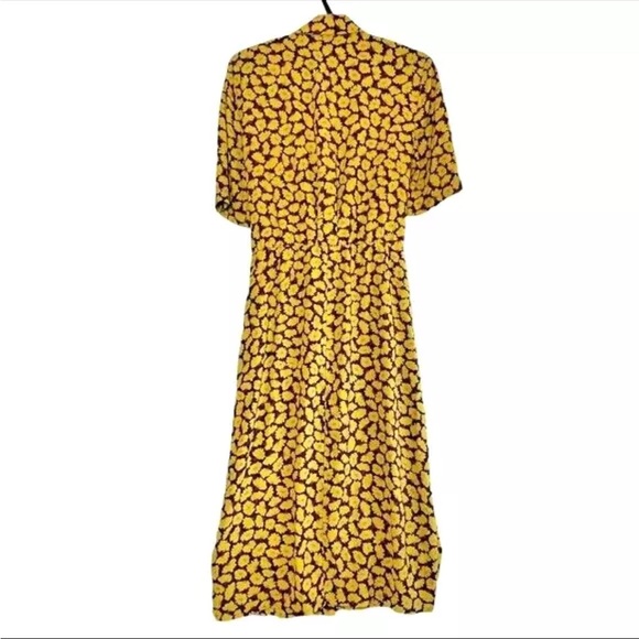 Kate Spade Sunny Bloom Yellow Floral Ruched-Front Shirt Dress 6 - Picture 8 of 12